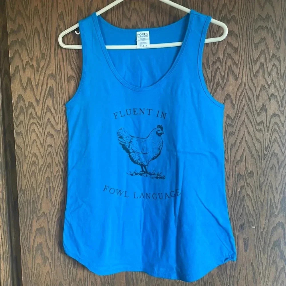 Teal Chicken hen Tank Top‎ M